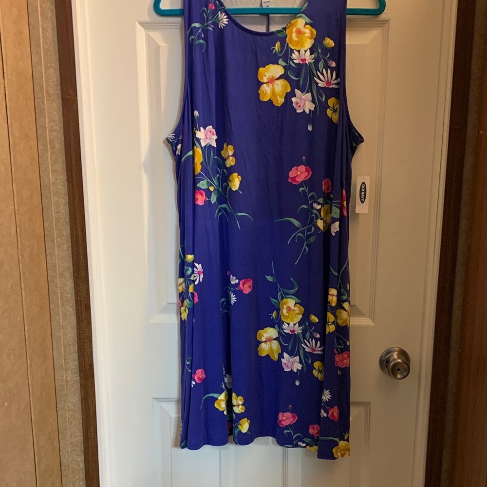Old Navy Blue Floral Strapless Dress